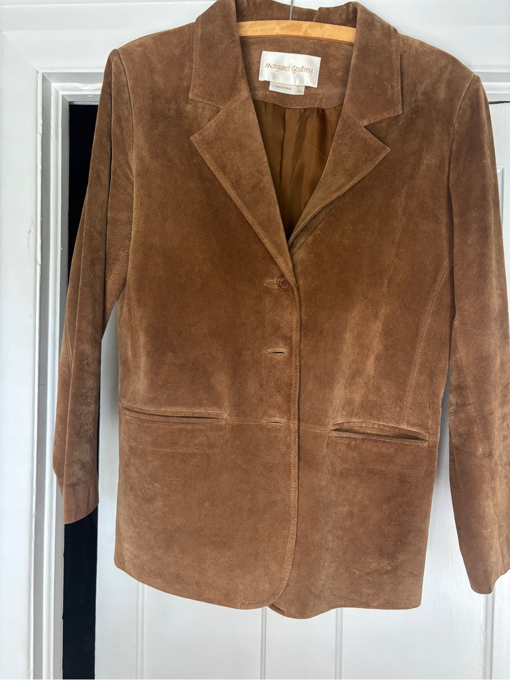 Margaret Godfrey Brown Suede Blazer Jacket Vintage Equestrian Old Money Layering